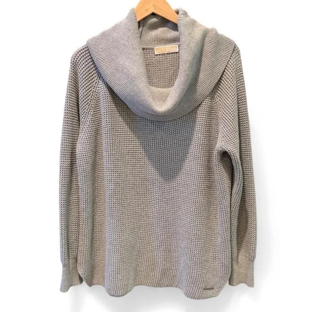Michael Kors Gray Chunky Knit Cowl Neck Sweater Size Small